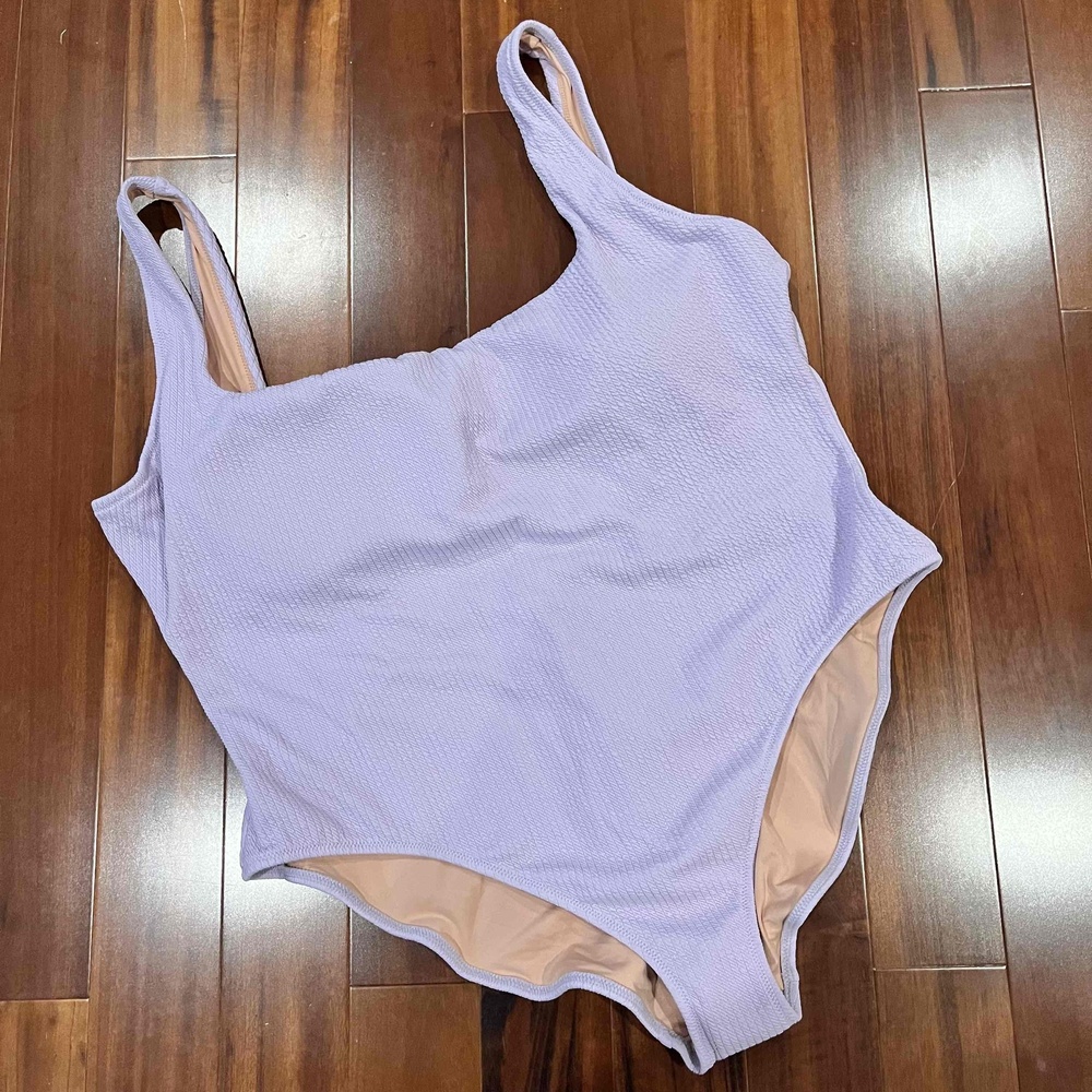 New NWT J.Crew Lilac Purple Swimsuit One Piece Textured Scoop Back Plus Size 24